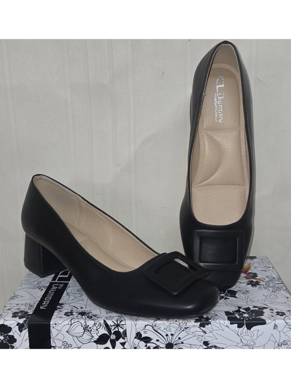 CL by Chinese Laundry Black Big ben Block Heel Square Toe Shoes Size US 9.5 NEW